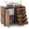 CASART Rolling File Cabinet, 5/7 Drawers Freestanding Storage Organizer Cupboard on Wheels, Home Office Lateral Filing Chest (Rustic Brown, 5 Drawers + 1 Door)