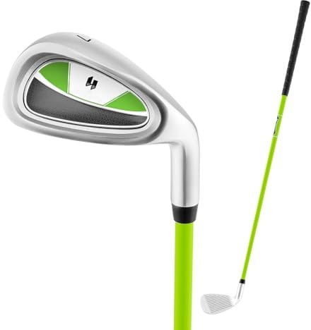 COSTWAY Junior Practice Golf Club, 8-10 Years Children Golf Putters Right Hand with Fiberglass Shaft & Headcover, Individual Golf Driver for Boys and Girls (Green, #7 Iron)