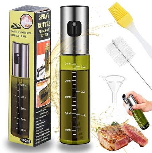 HXUING Ölsprüher zum Kochen, 100ml Öl Sprühflasche Glas ÖLsprüher für Speiseöl Ölspray zum Kochen Ölspray für Heißluftfritteuse, für Salat, Grillen, Backen (Grün 1)