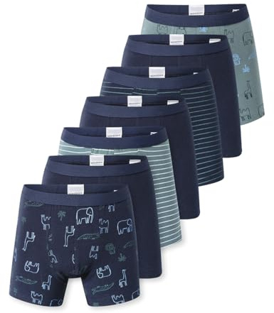 Schiesser Jungen 7 Pack Boxershorts - 95/5 Organic Cotton Bio Baumwolle - Größe 92 Bis 140 Boxershorts (7er Pack)