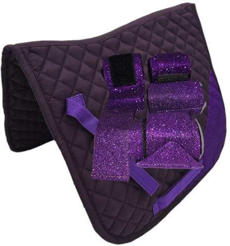 Tysons Breeches Glitzer Schabracke mit Bandagen Set Rosa Rot Hellblau Lila Braun Schwarz Glitzerschabracke Glitzerbandagen Minishetty Shetty Welsh Setpreis (Lila, Minishetty)