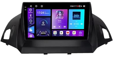 9 Android 15 Pantalla Táctil Radio 2 DIN Coche Pantalla para Ford Escape Kuga 2 C-MAX 2013-2016 con Enlace Espejo/GPS/FM/BT/Ventilador de refrigeración/Reproductor Multimedia(2+32G)