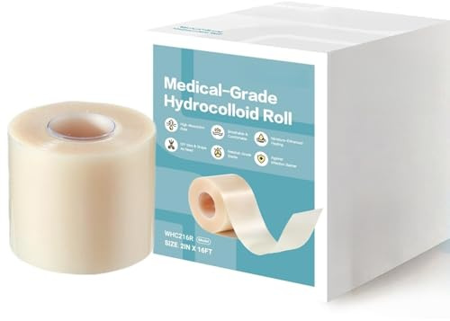 Medical Grade Hydrocolloid Roll, 5m Hydrokolloid Rolle Für Wundverbände, Hydrokolloid Pflaster Rolle, Silikon Narbenpflaster, Wasserdicht Hydrocolloid Patches, Kann Geschnitten Werden (Weißer-1pc)
