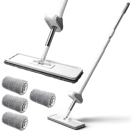 ATopoler Microfibre Mops for Cleaning Floors,127cm Dry and Wet Flat Mop,360 Degree Spin Dust Floor Cleaning,Include 4 Microfiber Reusable Pads for Laminate Wooden Vinyl Hardwood Tile LVT Floors