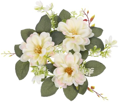 Kunstblumenring Kerze 23x23x8cm Kunststoff Weihnachten Event Tisch | Lifelike Blüten, Rustikaler Boho Stil, 1 Stück, für Hochzeit, Eingangsbereich und dekorative Atmosphäre