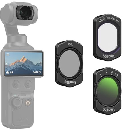SMALLRIG Magnetisches ND- & CPL- & Effektfilter-Set für DJI Osmo Pocket 4/3-3er-Pack CPL, 1/4 Black Diffusion, verstellbare ND2-32 Filterzubehör, HD-Optisches Glas, mehrschichtig beschichtet - 5832
