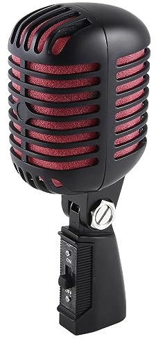 Aribrnten 1 PCS Professional Classic Retro Dynamic Vocal Microphone Black & Red Metal For Live Performance Karaoke
