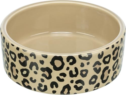 TRIXIE Katzennapf Leo, Keramik Fressnapf 0,3 l, ø 12 cm (farblich Sortiert) | Keramik-Fressnapf im Leo-Design – standfest, spülmaschinengeeignet und leicht zu reinigen im Alltag zuhause