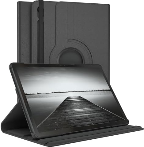 EAZY CASE - Tablet Hülle für iPad Samung Galaxy Tab S10 Lite Schutzhülle 10,9 Zoll Smart Cover Tablet Case Rotationcase zum Aufstellen Klapphülle 360° drehbar Standfunktion Tasche Kunstleder Schwarz