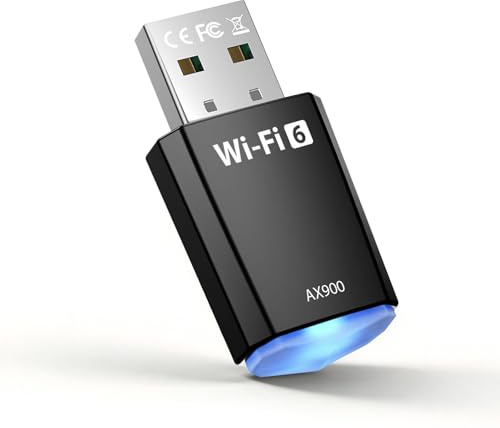 Adaptador USB WiFi 6 AX900 – Dongle Dual Band 2.4GHz/5GHz para PC/Desktop/Laptop con Controlador Integrado, Compatible con Windows 11/10/8.1/8/7 – Conexión Inalámbrica Rápida y Estable hasta 900 Mbps