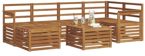 vidaXL 9-teiliges Sofaset, natürliches Akazienholz, massiv, modernes Möbel-Set für Garten und Terrasse, strapazierfähig, wetterfeste Sitze