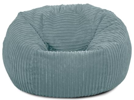 Bags of Beans Adult Corduroy Bean Bag Pre-Filled - Lounger Chair - Sky Blue | Adult and Teens Beanbag with Filling - Comfortable Recliner Chair - Gaming and Bedroom Furniture - 92 x 57cm (Sky Blue)