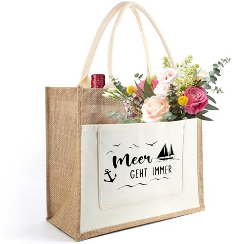 Jutetasche Damen Geschenke, Jute Shopper Bag als Geburtstagsgeschenke | Jute Einkaufstasche personalisiert Geschenk für Frauen zum Geburtstag, Abschied, Ruhestand, Muttertag, Weihnachten