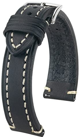HIRSCH Herren Uhrenarmband Sattelleder Modell Liberty 22 mm Schwarz