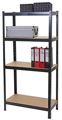 Mendler Schwerlastregal HWC-D67, Werkstattregal Steckregal, 160x80x40cm, Traglast bis 320kg MVG-Zertifiziert - schwarz