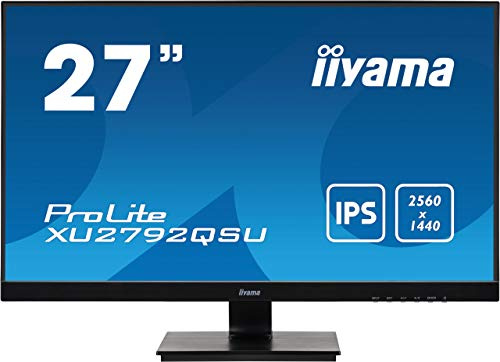 iiyama Prolite XU2792QSU-B1 Monitor de 27 WQHD (2560x1440, panel IPS, 16:9, 70Hz, 5ms, 1 DVI, 1 HDMI, 1 Displayport, 2 USB3.0) Negro Mate