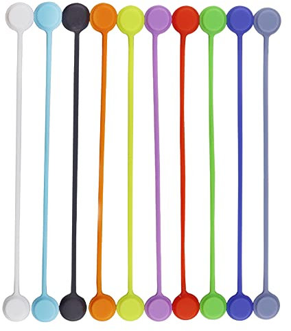 JaneYi 10 Pieces Reusable Magnetic Cable Ties Silicone Twist Ties Colourful Fastening Cable Ties Multipurpose Cable Organizer Winder 10 Colors for USB Earphone Cord Whiteboard Fridge Magnets