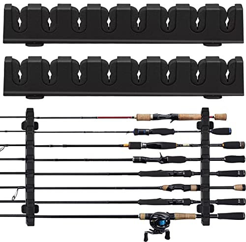 THKFISH Rutenständer Angelruten Angelrutenstände Angelrutenhalter Wand Vertikale/horizontale Angelrutenhalter für die Wandmontage B Schwarz-horizontaler Rutenständer Zur 8 Ruten