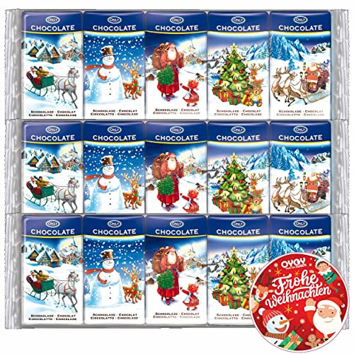 15x 15g OYOY Schokotäfelchen Weihnachten aus Milchschokolade I Schokoladentafel Weihnachten I Ideal als Adventskalender Füllung Kinder und als Nikolausstiefel oder Weihnachtsstiefel Füllung