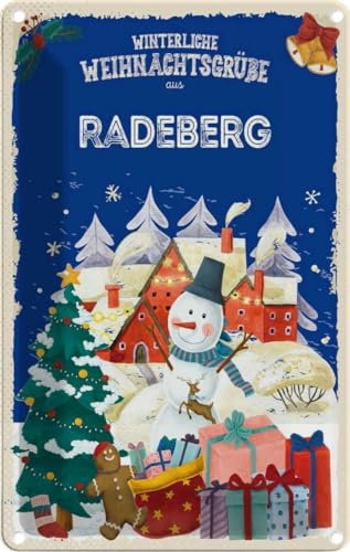 vianmo Blechschild 18x12 cm Weihnachten Weihnachtsgrüße RADEBERG Deko Geschenk Metall Schild