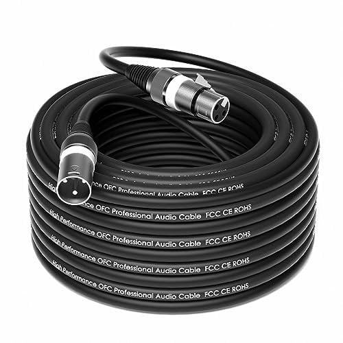 Wrugste XLR Cable, Premium Balanced XLR Microphone Cable, 30 m, 1 Piece, 3-Pin XLR Male to Female DMX Microphone Cable for Studio Recording and Live Production