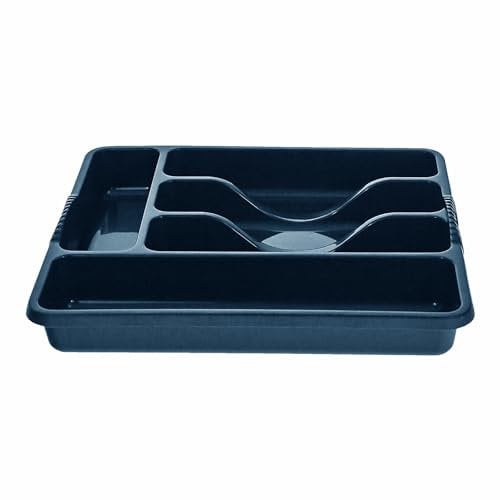 M1SS Navy Blue High Grade Plastic Large and Small Cutlery Tray Kitchen Racks and Holders Cutlery Draw for Kitchen Drawers (5 Compartment)