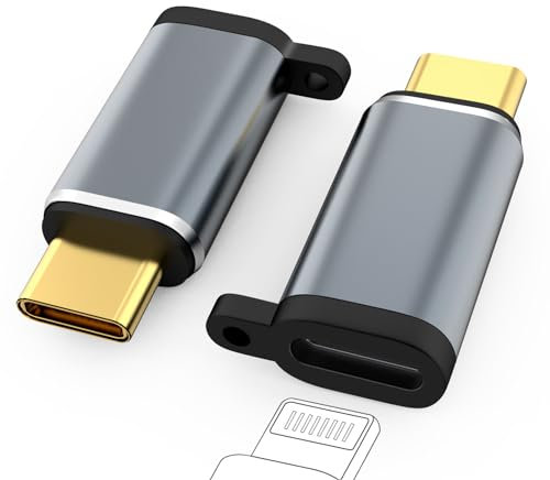AXFEE Adaptador para L-ightning a USB C, 2 Piezas 60W Adaptador iOS Hembra a USB C Compatible con i-Phone 15 Series/i-Pad y Otros Dispositivos Tipo C, Soporta Transferencia de Datos, Cargador Rápido