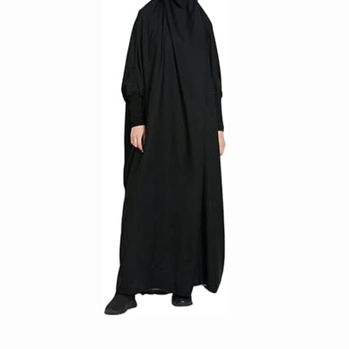 YOVALO Damen Kleid Muslimisches Einteiliges Gebetskleid für Damen Abaya Kleid Islamischer Naher Osten Dubai Türkei Maxi Abaya Kaftan mit Hijab Kleid in voller Länge