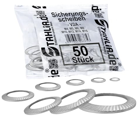 Stahlia Sicherungsscheiben M16 Unterlegscheiben Edelstahl (50 Stück) DIN 53070 Form S Beilagscheiben U-Scheiben gezahnt Unterlegscheiben Set Schraubensicherung