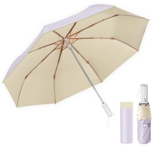 Pioggistar Paraguas Mini Plegable Automático, Paraguas Plegable Antiviento, Paraguas Pequeño viaje 8 Varillas para Mujer, Diámetro 98cm, Lila