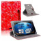 Universal 7-8 Inch Tablet Case Cover, Floral Pattern Leather 360° Rotating Case Fits for ALL 7 Inch (Red)