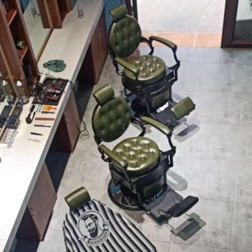 Generisch Friseurstuhl Friseursessel Barbier Barberstuhl Salon Vintage Design höhenverstellbar A grün