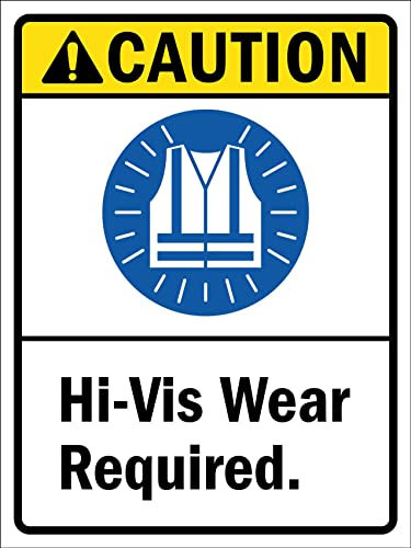 Attention, Vêtements Haute Visibilité Obligatoires Panneau D'Avertissement Métal Étain Signe Vintage Plaque Étain Signe Rétro Métal Mur Affiche Pour Garage Cuisine Café S