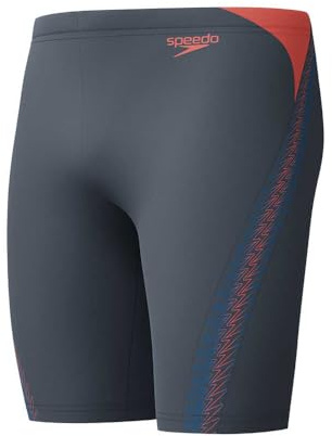 Speedo Men's Hyperboom Splice Jammer Swimming Trunks | Quick Drying | Training | Fitness | Chlorine Resistant Swimwear, Black/Neon Coral, 38