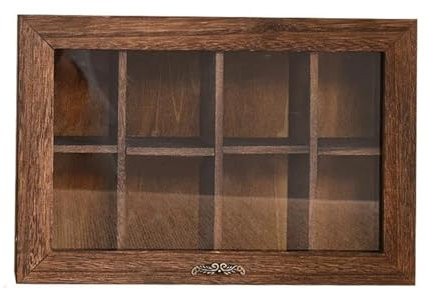 WDWDW Organizador de Collares, Caja de Almacenamiento de Madera Maciza con múltiples Rejillas, Cubierta de Vidrio, Vitrina a Prueba de Polvo, Estante, Cajas de joyería, Organizador de cosméticos