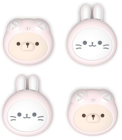 PlayVital 4 Piezas de Agarres para el Pulgar para Nintendo Switch 2 2025, Kawaii Tapas de Silicona para Joysticks de Joycon, Protector para Joystick, Accesorios para Switch 2 (Gatito & Cachorro Rosa)