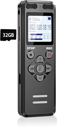 48GB Registratore Vocale, Tonnlog Registratori Vocali Digitali Professionale Portatile con Attivazione Vocale, USB-C Registratore Audio per Lezioni Riunioni, Registrazione/Bloccare con un Solo Clic