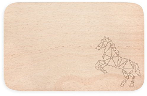 JUNIWORDS Frühstücksbrettchen aus Holz mit Origami-Muster - Wähle ein Motiv - Pferd