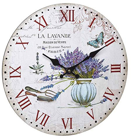 TFA Dostmann Analoge Vintage, 60.3045.14, La Lavande, Retro, große Wanduhr, Lavendel, Schwarz, (L) 337 x (B) 41 x (H) 337 mm