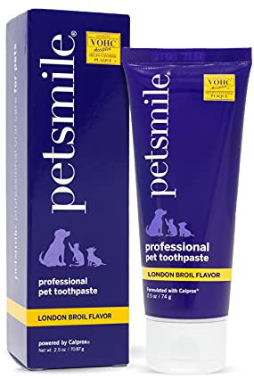 Petsmile Professional Pet Toothpaste for Cats & Dogs - Only VOHC Accepted Toothpaste - Clinically Proven to Control Plaque & Tartar Calprox Formula (London Broil, 71 g, 2.5 Oz)