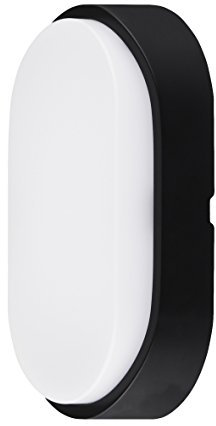 Luceco EBEO10S40-01 Eco Oval Eyelid Bulkhead LED Lighting, Black and White Bezel, 22 cm, 10 Watts Aluminium