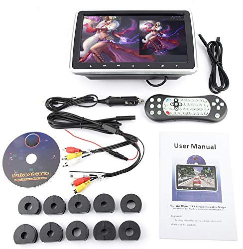 KIMISS 12V Tragbarer DVD Player, 10,1 Zoll TFT HD Auto Kopfstütze DVD Player Clip On Tragbarer digitaler Kissenmonitor