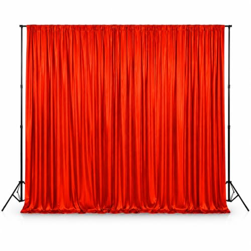WedDecor Plisado Rojo Seda Telón Decorativo Cortina Fondo Tela Telón de Fondo para Navidad, Bodas, Fiestas, Eventos, Fotografía, Hogar Decor, 3 Metros X