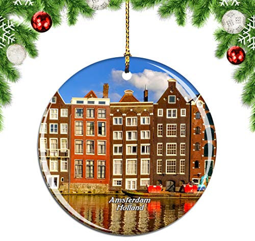 Weekino Holland Anne Frank Haus Amsterdam Weihnachtsdekoration Christbaumkugel Hängender Weihnachtsbaum Anhänger Dekor City Travel Souvenir Collection Porzellan 2,85 Zoll