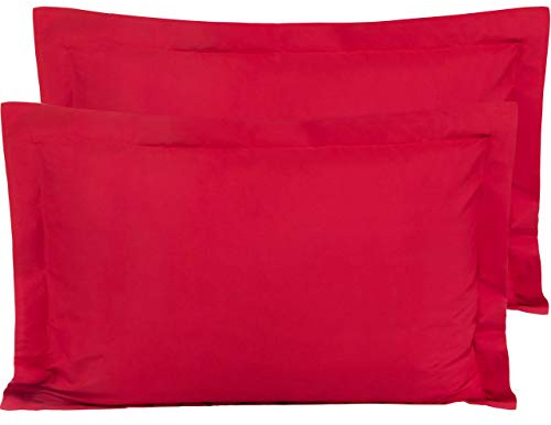 FLXXIE 2 Pack 100% Brushed Microfiber 1800 Oxford Pillowcases, Stain Fade and Wrinkle Resistant, Soft and Cozy King Oxford Pillow Cases | Hotel Quality Pillow Shams, Red, 50x90 cm