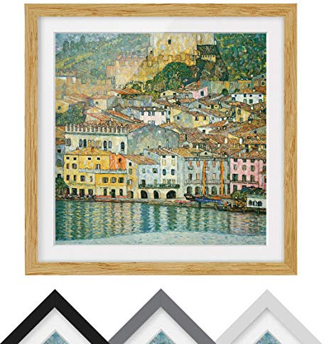Bild mit Rahmen - Gustav Klimt - Malcesine am Gardasee - Farbe Eiche 70 x 70cm