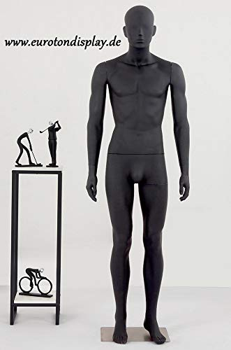 TonHan Männlich, LM1-8 schöne stehende männlich abstrakte matt schwarz lackierte Schaufensterpuppe Schaufensterfigur Nase Mund Ohren Modern Maskulin Neu (Männlich, LM1-8)