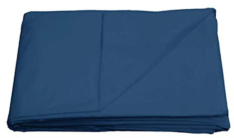 Sleepdown Flat Sheet Bed Linen Bedding Super Soft Easy Care Cotton Blend Plain Dyed Bedsheet Non Iron - Blue - Super King, 5056242725107