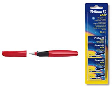 Pelikan 814799 Füller Twist Feder M, Fiery Red, inklusive 1 Patrone, 1 Stück (Fiery Red + Patronen, Faltschachtel)
