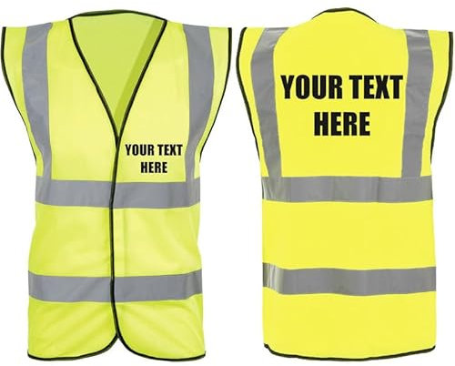 Hi Vis Vests - Personalised Hi Vis Vest Made of Durable Polyester- High Vis Vests with Reflective Vinyl Banding for Safety - Yellow High Visibility Vest by Brook Hi Vis, Large 40-42”